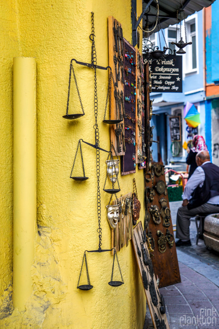 Antique scale in front of store in Balat, Istanbul