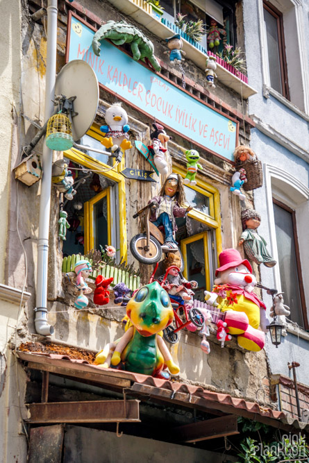 Toys on a house in Balat, Istanbul