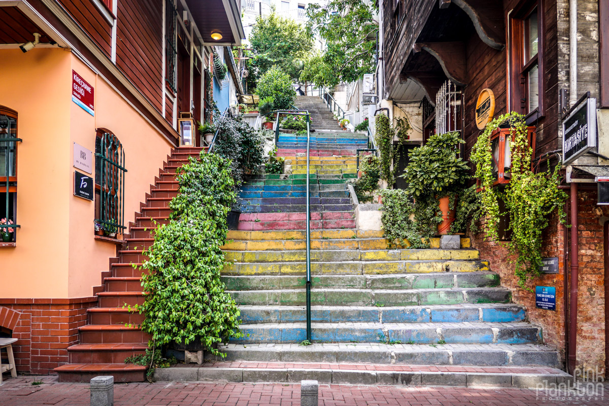 Colorful staircase on the streets of Arnavutkoy, Istanbul