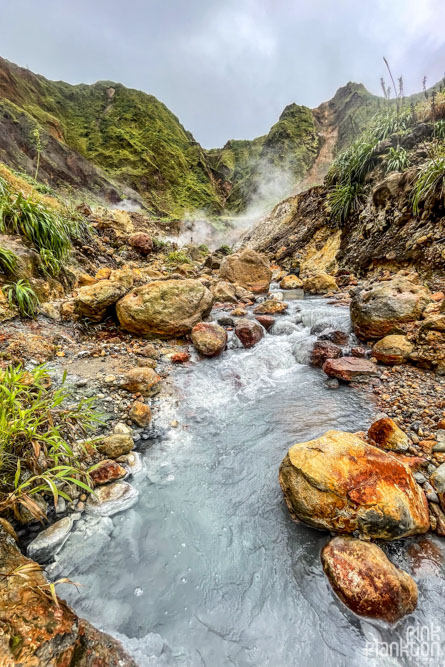 Geothermal hot stream along the Boiling Lake Hike in Dominica