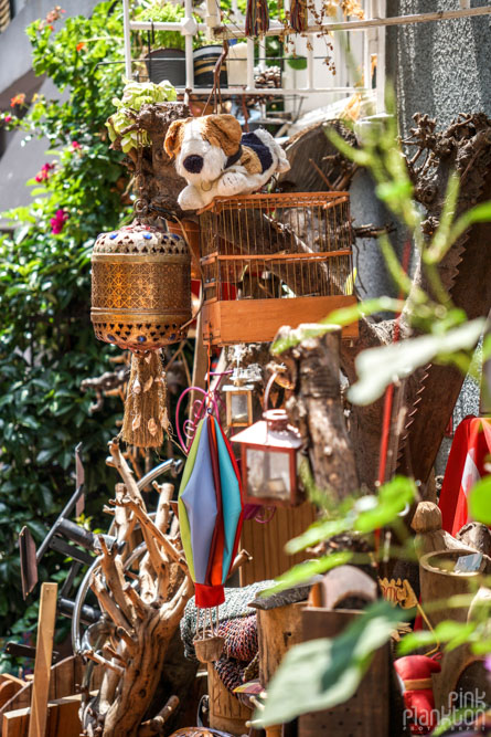 Random antique artifacts on the street in Brass antique statue on the streets of Cihangir, Istanbul