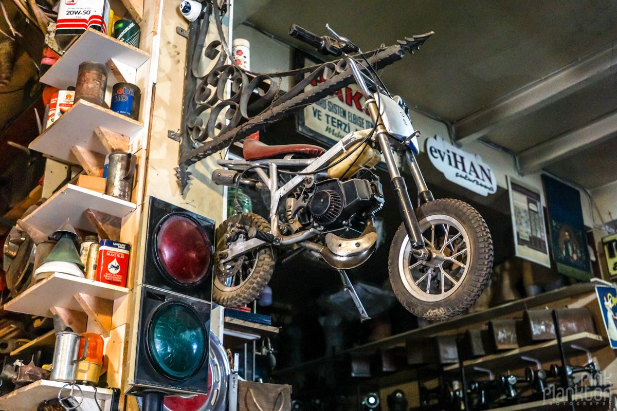 Antique motorcycle at Plato Platonik in Istanbul