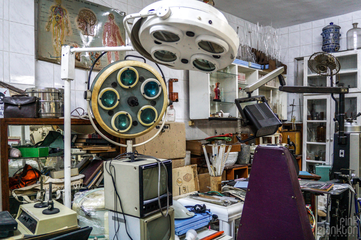 Old medical equipment at Plato Platonik in Istanbul