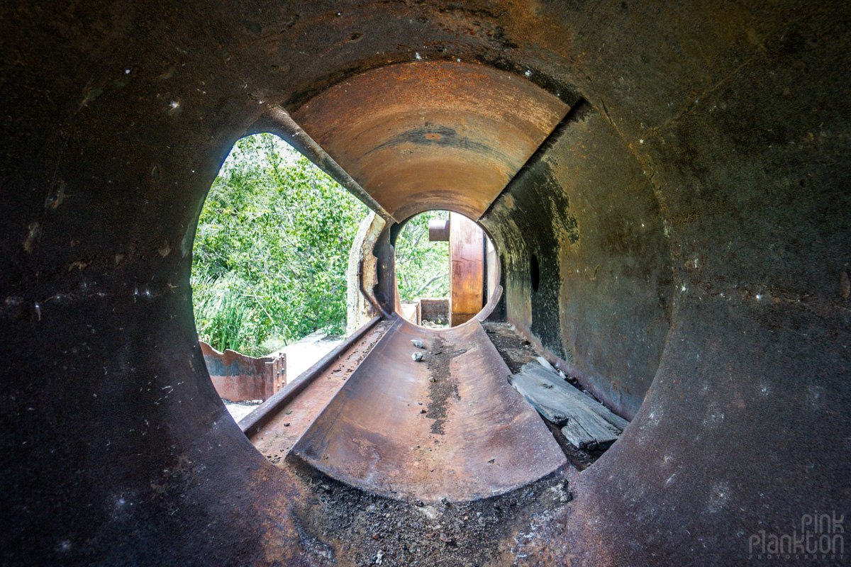 Pipe at abandoned sugar mill in Guanica Puerto Rico