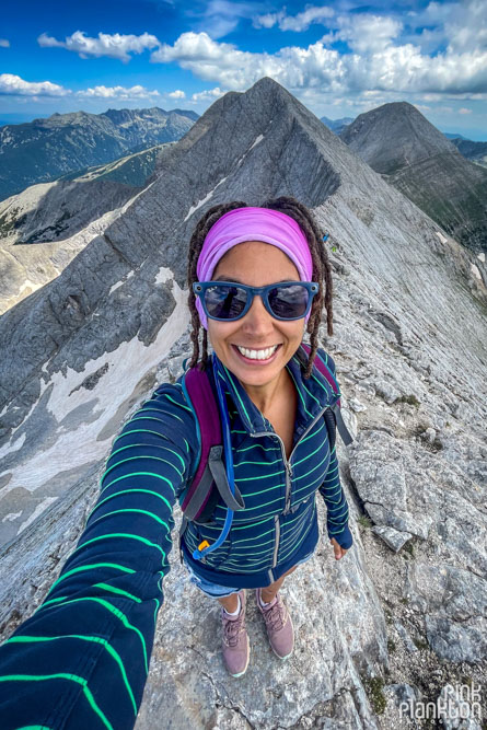 Female hiker selfie on Koncheto Ridge in Bulgaria