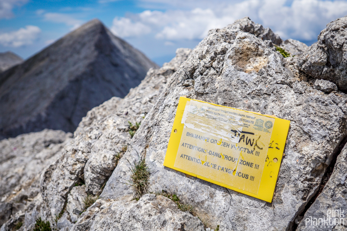 Dangerous Zone sign at Koncheto Ridge in Bulgaria