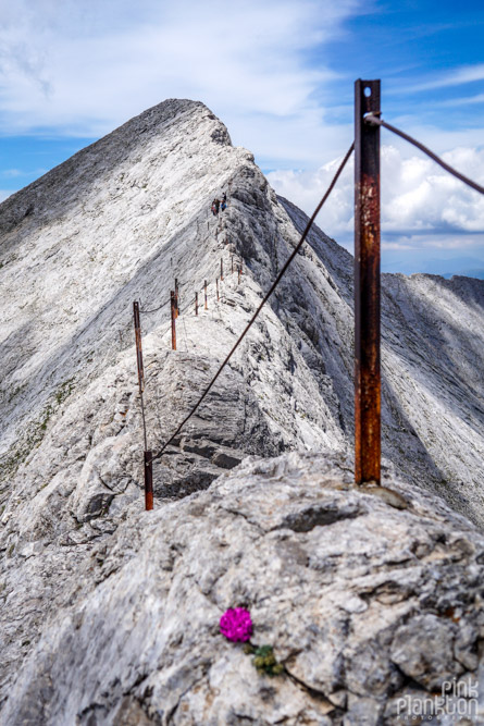 Steel support cable mounted on Koncheto Ridge in Bulgaria