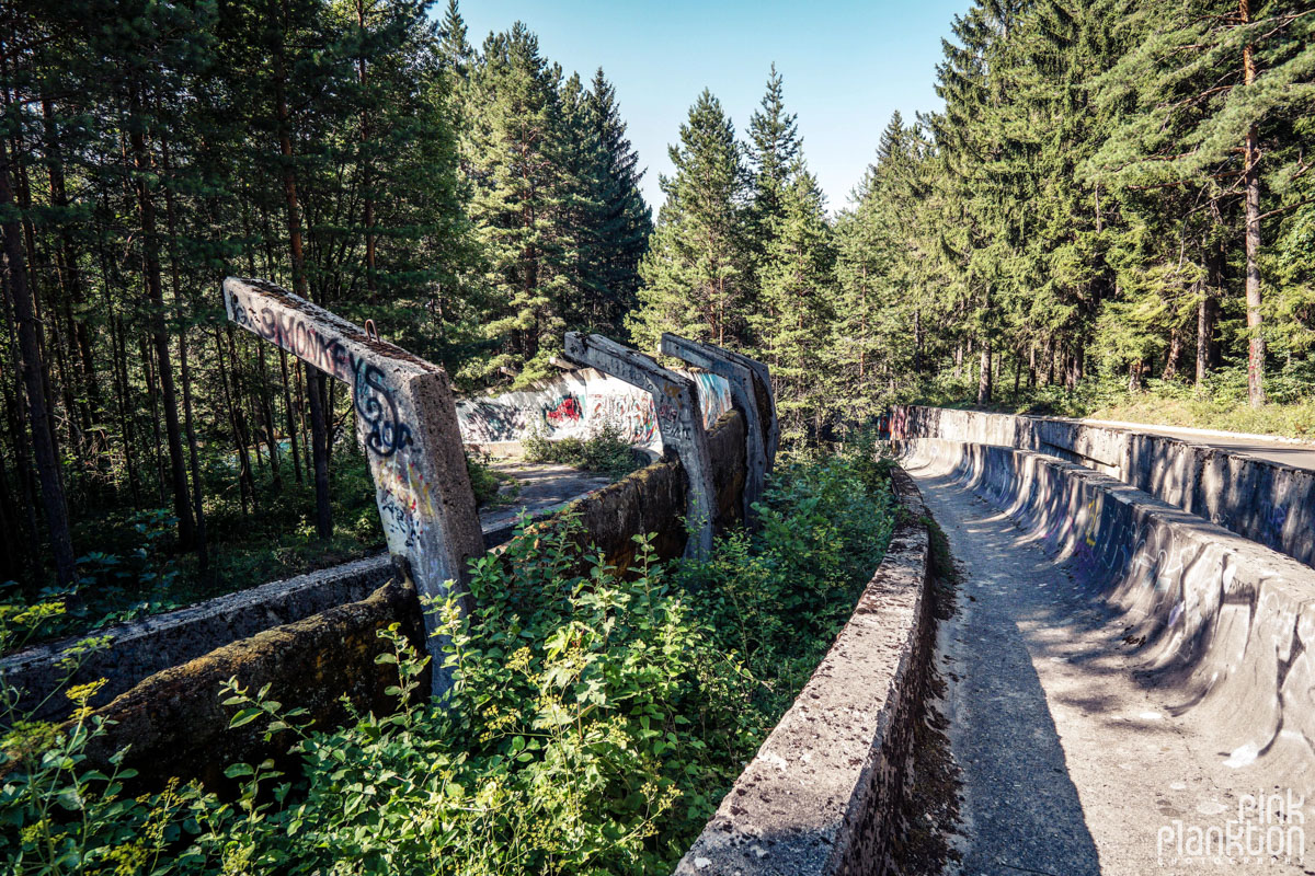 Abandoned bobsled track in Sarajevo