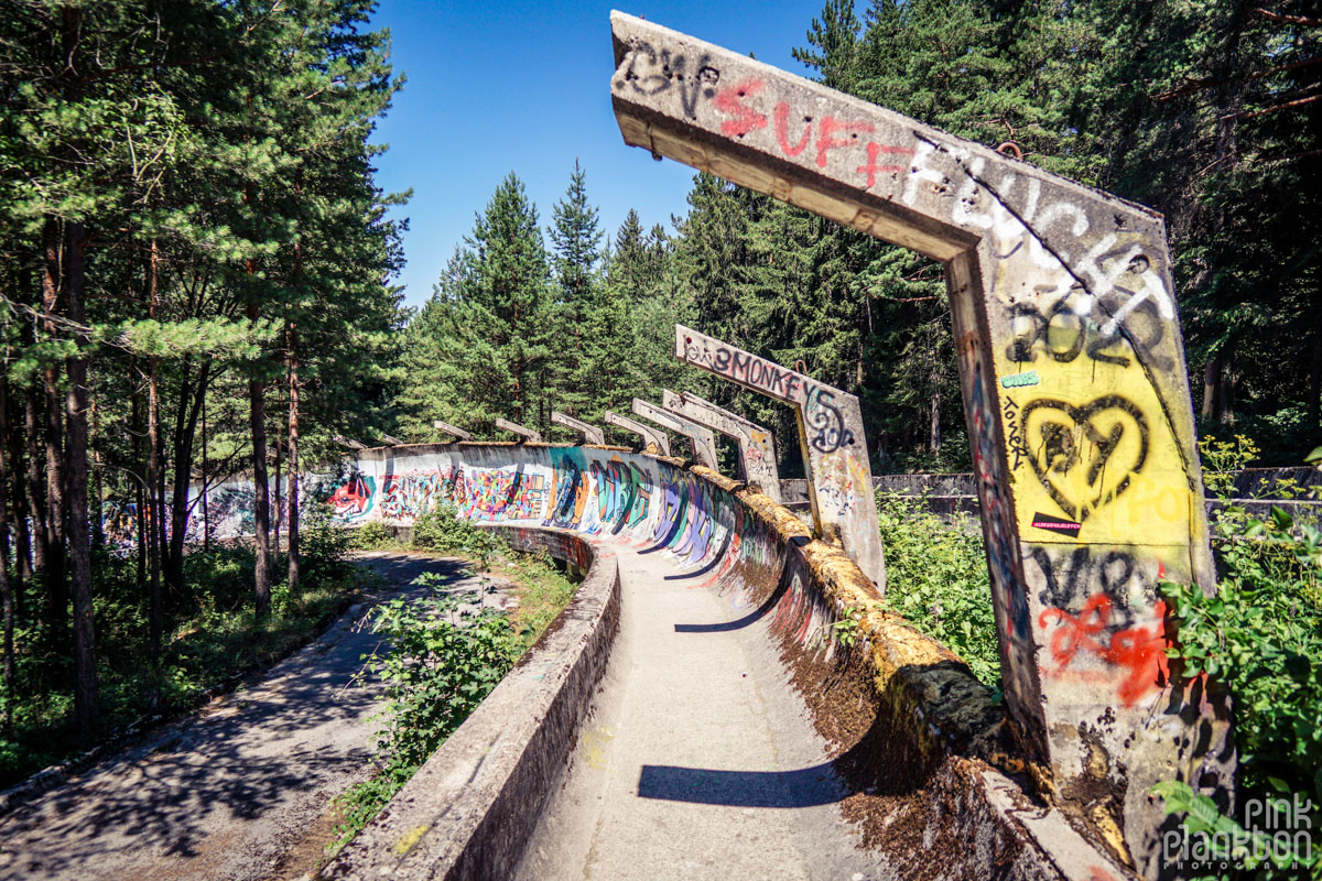 Abandoned bobsled track in Sarajevo