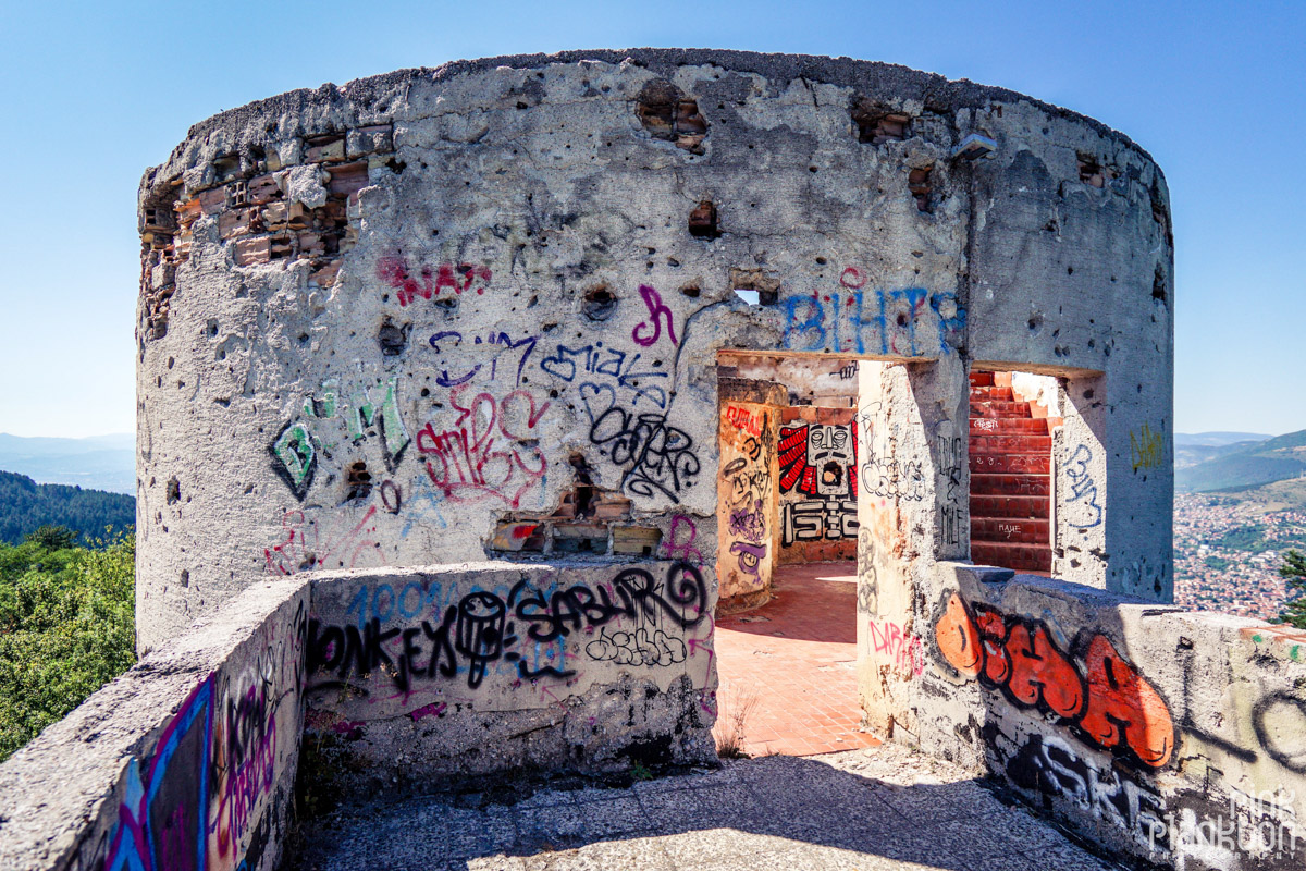 Top of abandoned Bistrik Tower in Sarajevo