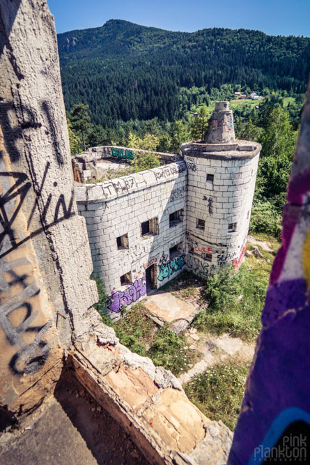 View of abandoned castle part of Bistrik Tower in Sarajevo