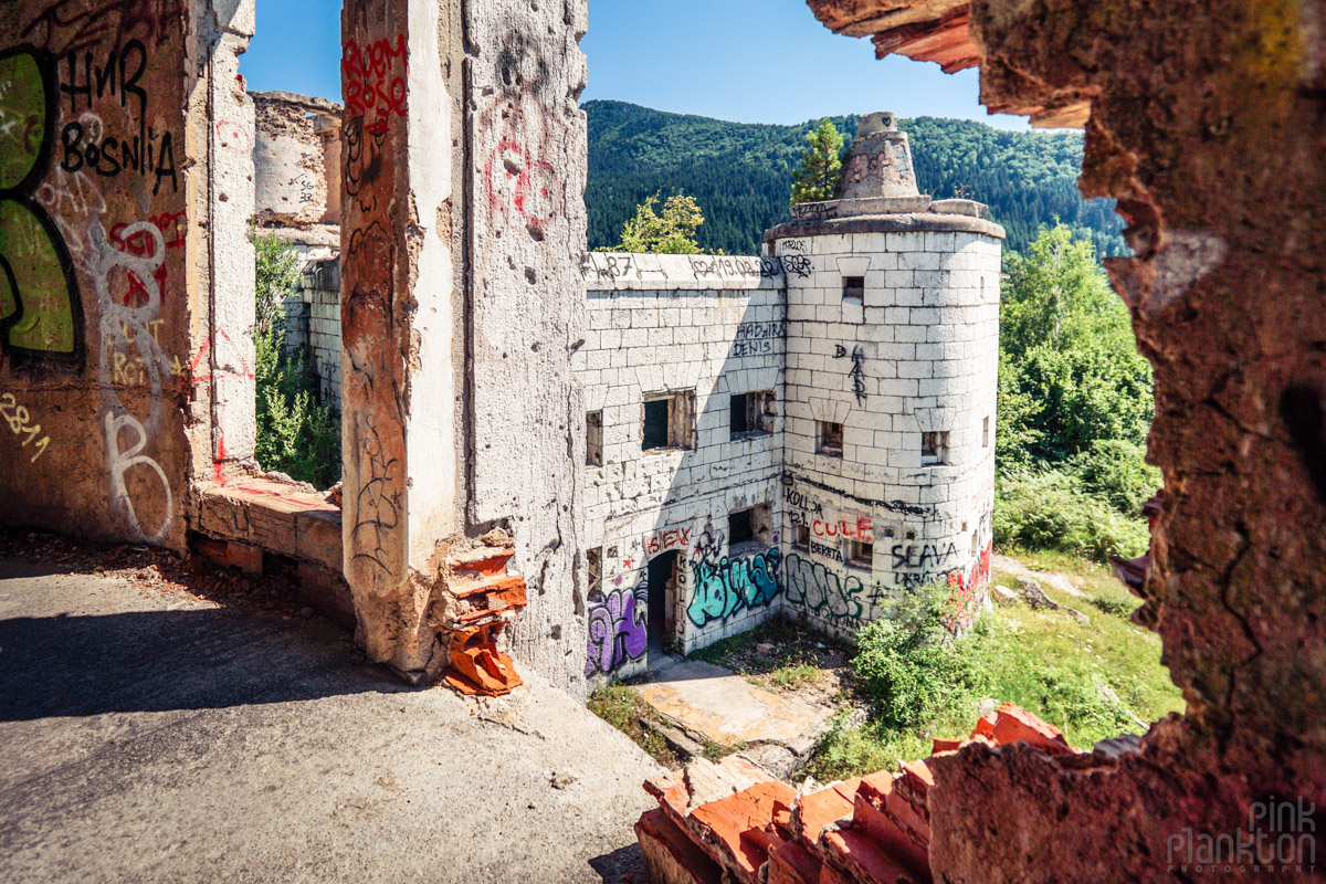 View of abandoned castle part of Bistrik Tower in Sarajevo