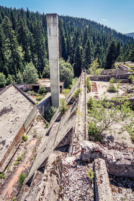 View from roof of abandoned Hotel Igman in Sarajevo