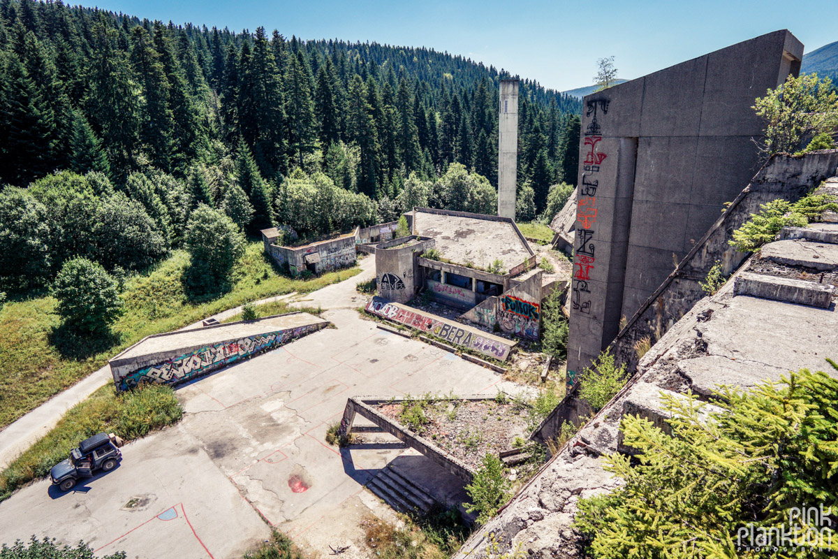 View from roof of abandoned Hotel Igman in Sarajevo