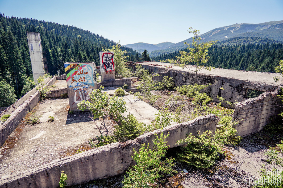 View from roof of abandoned Hotel Igman in Sarajevo