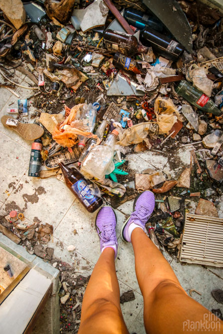 second floor of abandoned pyramid mansion in Playa del Carmen Mexico