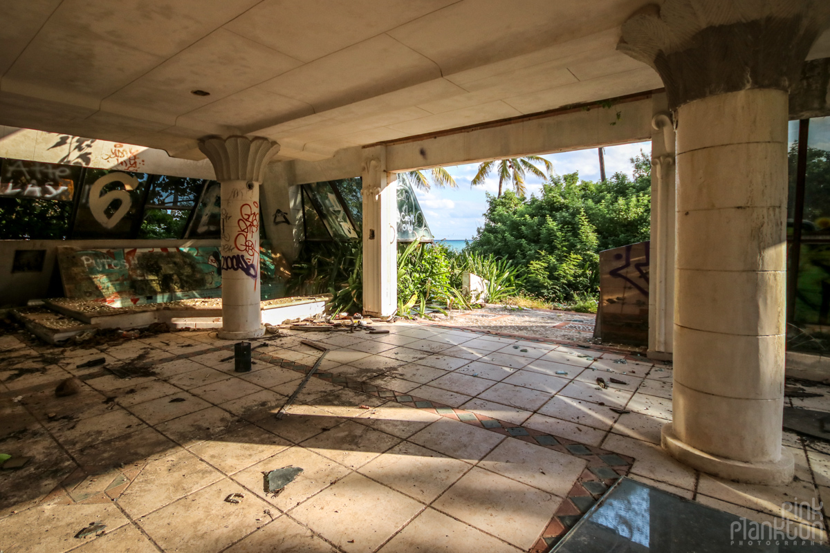 inside abandoned pyramid mansion in Playa del Carmen Mexico